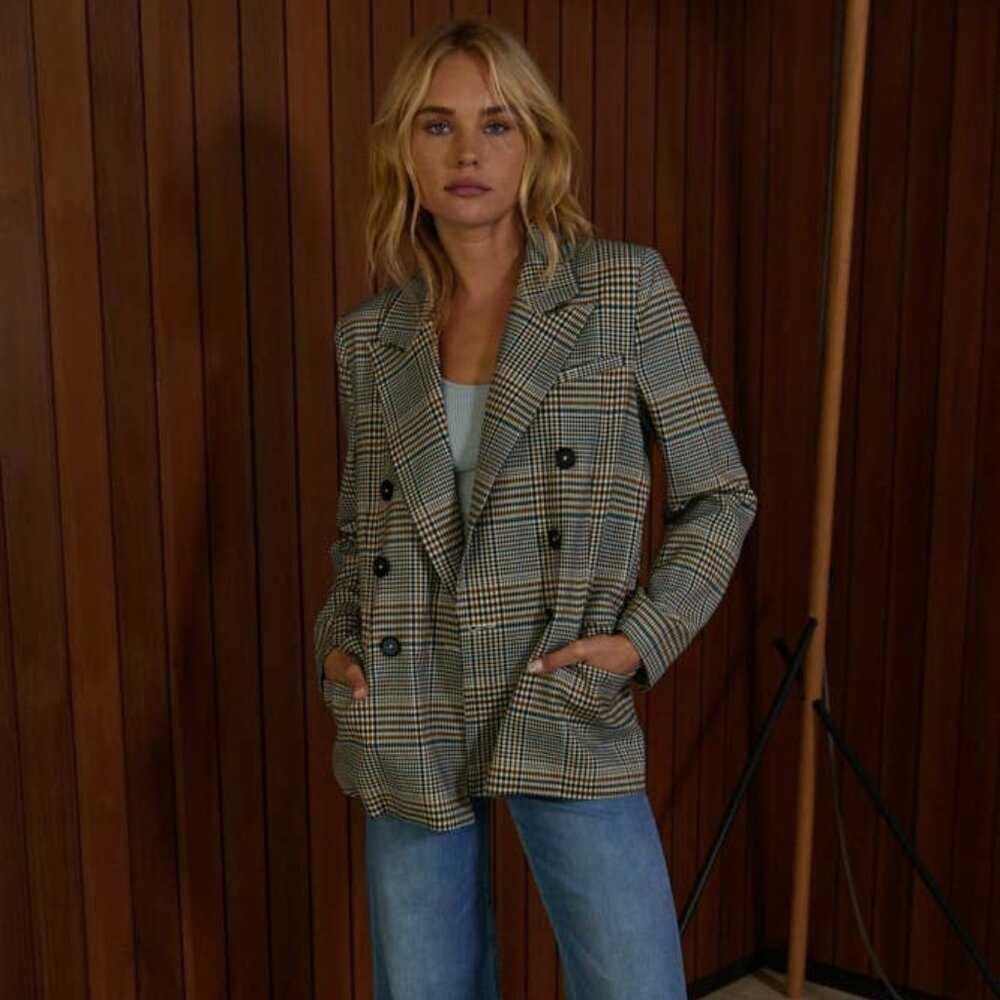 Plaid Double Breasted Blazer